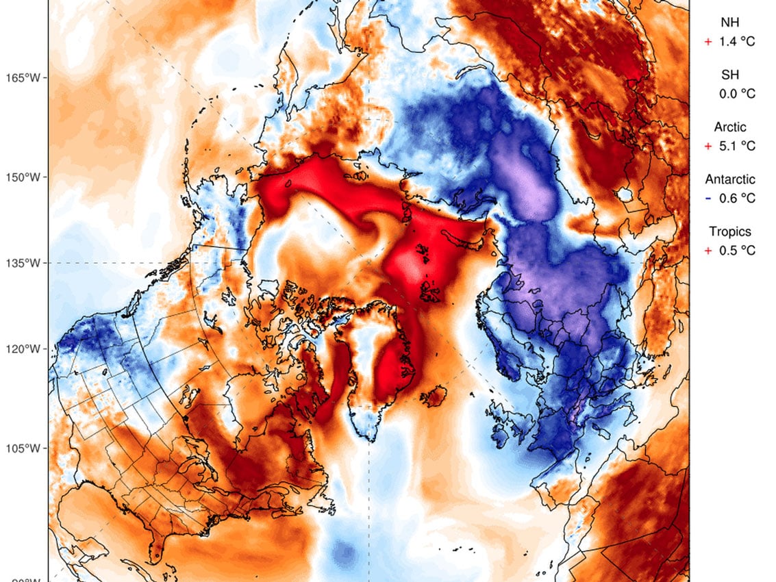 Temperatura na Arktiku i Antarktiku desetine stepeni iznad proseka