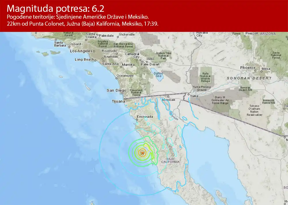 Zemljotres magnitude 6,2 pogodio je obalu Donje Kalifornije