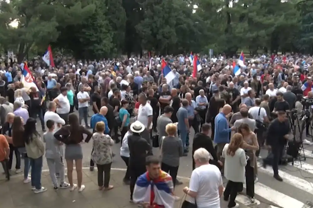 Protest u Podgorici ispred vlade: Pratili glasanje u UN, skandiralo se „izdaja“ i „Ratko Mladić“