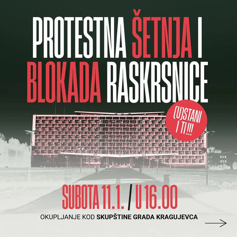 Sutra protestna šetnja u Kragujevcu